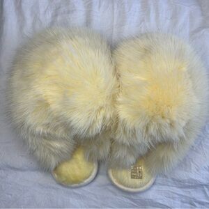 Fluffy Yellow Faux Fur Slippers
